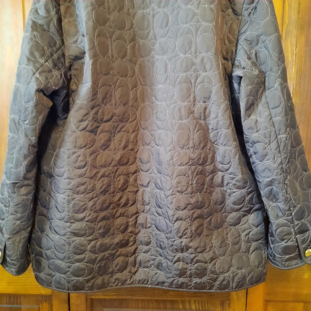 Coach Quilted Signature C Barn Jacket Chocolate Brown Embroidered Logo Size XL - Picture 13 of 16